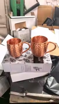 Hammered Copper Mug Set
